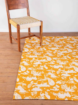 Freedom Tree - Peacock Shadows Pure Cotton Mango Passion Printed Rug - 3Ft X 5Ft