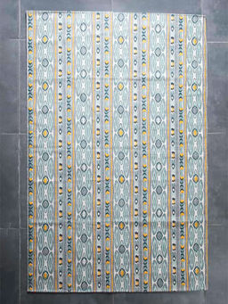 Freedom Tree - Mire Ikkat Pure Cotton Mulberry Mint Printed Rug - 2.5Ft X 4.5Ft