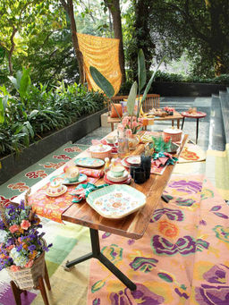 Freedom Tree - Rose Bagh Pure Cotton And Wool Pink Blush Woven Rug - 5Ft X 8Ft