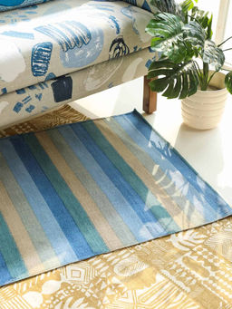 Freedom Tree - Caivu Pure Cotton Blue Printed Rug - 2.5Ft X 8Ft