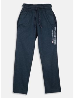Monte Carlo - Boys Navy Blue Cotton Blend Mid Waist Track Pant