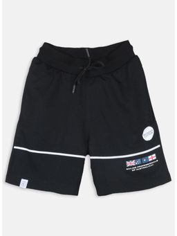 Monte Carlo - Boys Black Cotton Blend Mid Waist Shorts