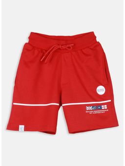 Monte Carlo - Boys Red Cotton Blend Mid Waist Shorts