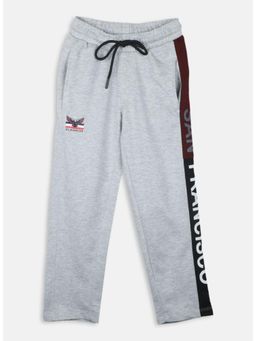 Monte Carlo - Boys Grey Cotton Blend Mid Waist Track Pant