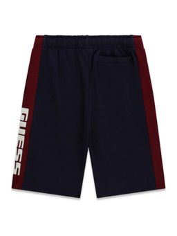 Guess - Boys Navy Blue Cotton Mid Waist Shorts