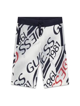 Guess - Boys White Cotton Mid Waist Shorts