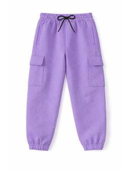 Trampoline - Girls Purple Terry Mid Waist Joggers