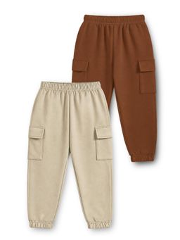 Trampoline - Boys Multi-Colour Cotton Blend Mid Waist Joggers (Pack of 2)