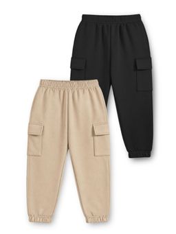 Trampoline - Boys Multi-Colour Cotton Blend Mid Waist Joggers (Pack of 2)