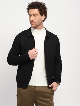 Global Republic - Black Textured Collar Neck Shacket