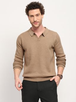 Global Republic - Beige Textured Collar Neck Sweater