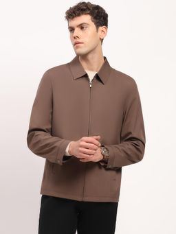 Global Republic - Brown Solid/Plain Collar Neck Jacket