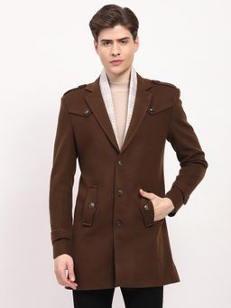 Global Republic - Brown Solid/Plain Notched Lapel Coat