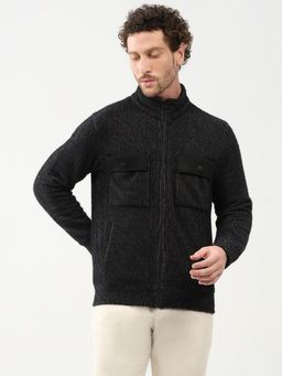 Global Republic - Black Textured High Neck Jacket