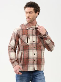 Global Republic - Rust Checks Collar Neck Shacket