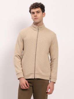 Global Republic - Beige Textured High Neck Jacket