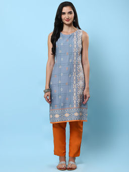 Shree - Women Rayon Grey Printed Kurta