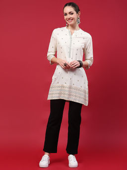 Shree - Women Rayon Off White Printed Kurti