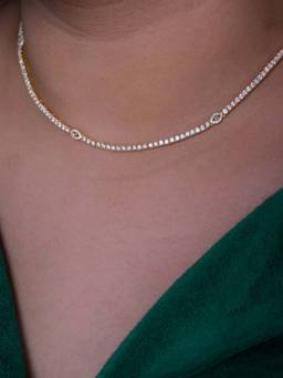 ANUSHKA JAIN JEWELLERY - 925 Multi Evil Eye Tennis Choker In Sterling Silver With Gold Vermeil