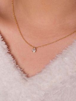 ANUSHKA JAIN JEWELLERY - 925 Pear Diamond Necklace In Sterling Silver With Gold Vermeil