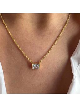 ANUSHKA JAIN JEWELLERY - 925 Rectangular Diamond Necklace In Sterling Silver With Gold Vermeil