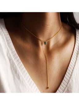 ANUSHKA JAIN JEWELLERY - 925 Emerald Drop Lariat Necklace In Sterling Silver With Gold Vermeil