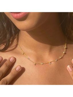ANUSHKA JAIN JEWELLERY - 925 Delicate Diamond Necklace In Sterling Silver With Gold Vermeil