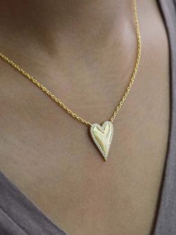 ANUSHKA JAIN JEWELLERY - 925 Studded Heart Necklace In Sterling Silver With Gold Vermeil