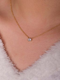 ANUSHKA JAIN JEWELLERY - 925 Solo Diamond Necklace In Sterling Silver With Gold Vermeil