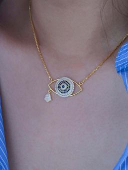ANUSHKA JAIN JEWELLERY - 925 Evil Eye Necklace In Sterling Silver With Gold Vermeil