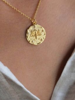 ANUSHKA JAIN JEWELLERY - 925 Libra Zodiac Necklace In Sterling Silver With Gold Vermeil
