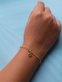 ANUSHKA JAIN JEWELLERY - 925 Heart Lock Charm Bracelet In Sterling Silver With Gold Vermeil