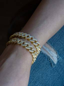 ANUSHKA JAIN JEWELLERY - 925 Cuban Diamond Bracelet In Sterling Silver With Gold Vermeil