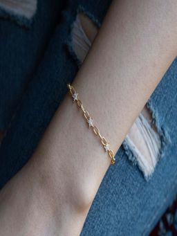 ANUSHKA JAIN JEWELLERY - 925 Triple Star Chain Bracelet In Sterling Silver With Gold Vermeil