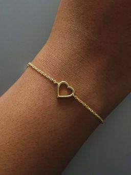 ANUSHKA JAIN JEWELLERY - 925 Hollow Heart Bracelet In Sterling Silver With Gold Vermeil
