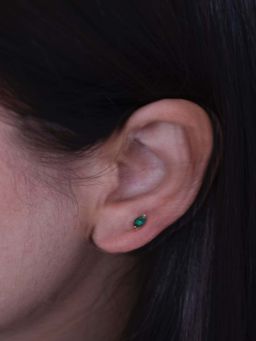 ANUSHKA JAIN JEWELLERY - 925 Emerald Marquise Studs In Sterling Silver With Gold Vermeil