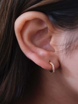 ANUSHKA JAIN JEWELLERY - 925 Wave Diamond Hoops In Sterling Silver With Gold Vermeil