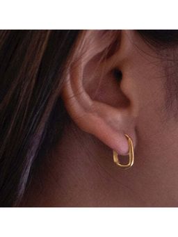 ANUSHKA JAIN JEWELLERY - 925 Oval Huggie Earring In Sterling Silver With Gold Vermeil
