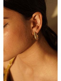 ANUSHKA JAIN JEWELLERY - 925 Lined Mound Hoops In Sterling Silver With Gold Vermeil