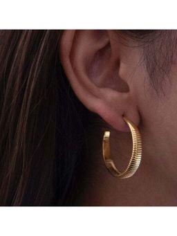 ANUSHKA JAIN JEWELLERY - 925 Big Lined Hoops In Sterling Silver With Gold Vermeil