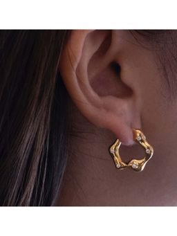 ANUSHKA JAIN JEWELLERY - 925 Studded Wave Hoops In Sterling Silver With Gold Vermeil