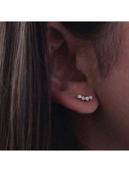 ANUSHKA JAIN JEWELLERY - 925 Curved Diamond Studs In Sterling Silver With Gold Vermeil