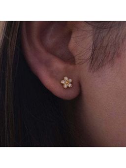 ANUSHKA JAIN JEWELLERY - 925 Flower Studs In Sterling Silver With Gold Vermeil