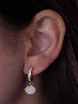 ANUSHKA JAIN JEWELLERY - 925 Studded Moon Huggies In Sterling Silver With Gold Vermeil