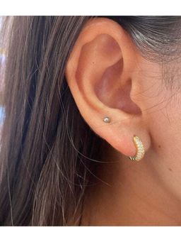 ANUSHKA JAIN JEWELLERY - 925 Bold Diamond Huggies In Sterling Silver With Gold Vermeil