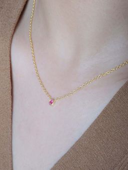 ANUSHKA JAIN JEWELLERY - 925 Ruby Solitaire Necklace In Sterling Silver With Gold Vermeil