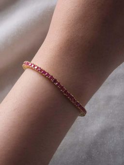 ANUSHKA JAIN JEWELLERY - 925 Ruby Tennis Bracelet In Sterling Silver With Gold Vermeil