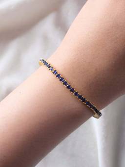 ANUSHKA JAIN JEWELLERY - 925 Sapphire Tennis Bracelet In Sterling Silver With Gold Vermeil