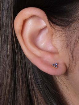 ANUSHKA JAIN JEWELLERY - 925 Sapphire Trio Studs In Sterling Silver With Gold Vermeil