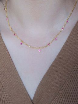 ANUSHKA JAIN JEWELLERY - 925 Ruby Drop Necklace In Sterling Silver With Gold Vermeil